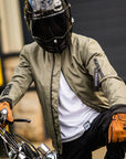 Motorcycle Jacket Protective Textile Alpha Bomber Green | Armored AAA