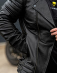 Leather Motorcycle Jacket Protective Brando Black | Armored AAA
