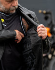 Leather Motorcycle Jacket Protective Brando Black | Armored AAA
