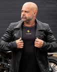 Leather Motorcycle Jacket Protective Brando Black | Armored AAA